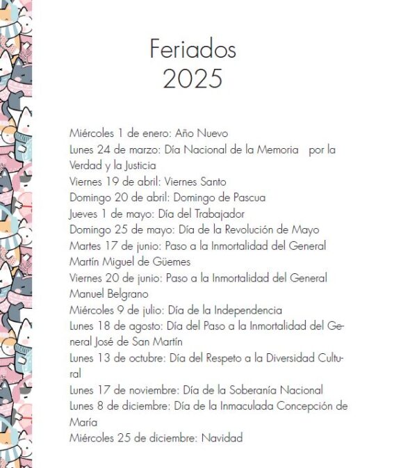 Interior de agenda