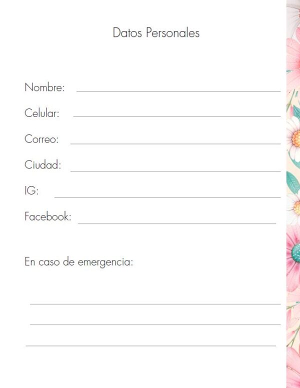 Interior de la agenda