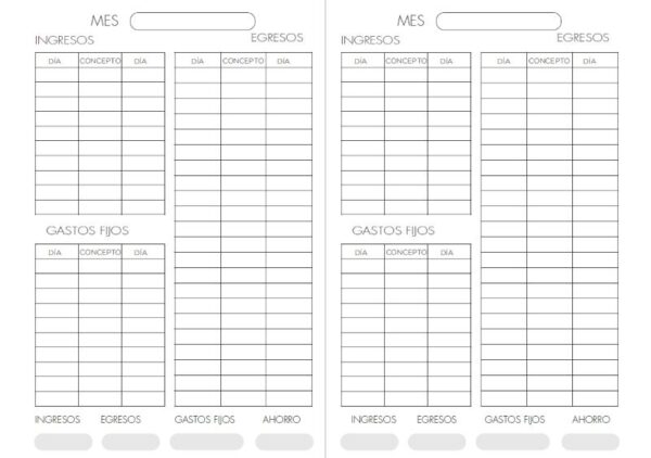 Interior de la agenda