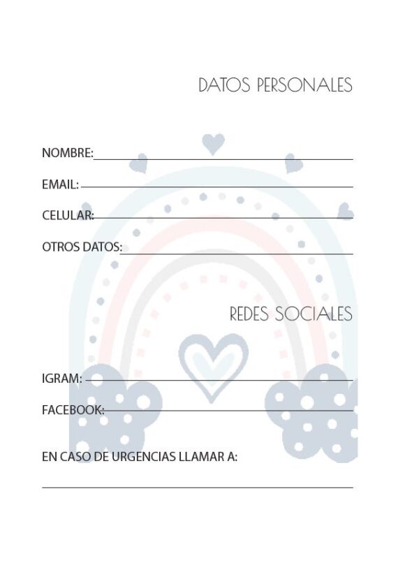 Interior de la agenda