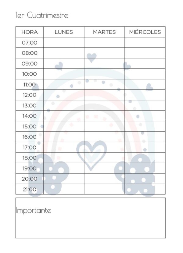 Interior de la agenda
