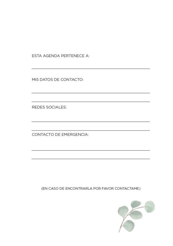 Interior de la agenda