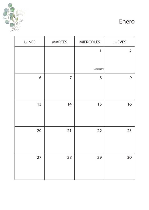 Interior de la agenda
