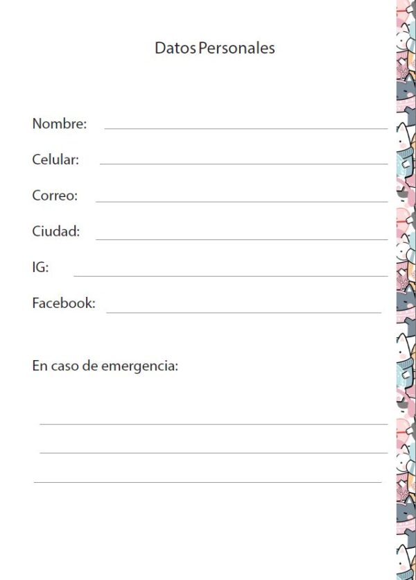 Interior de la agenda