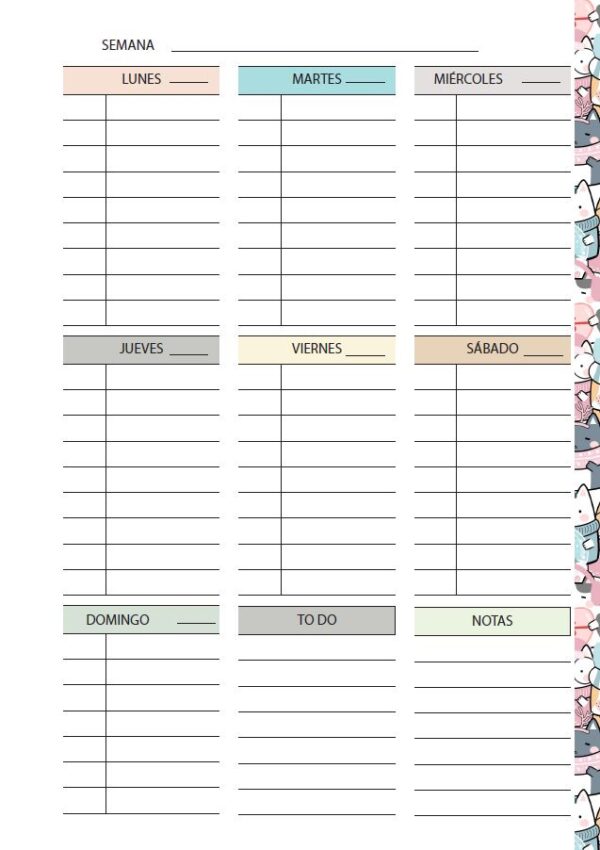 Interior de la agenda