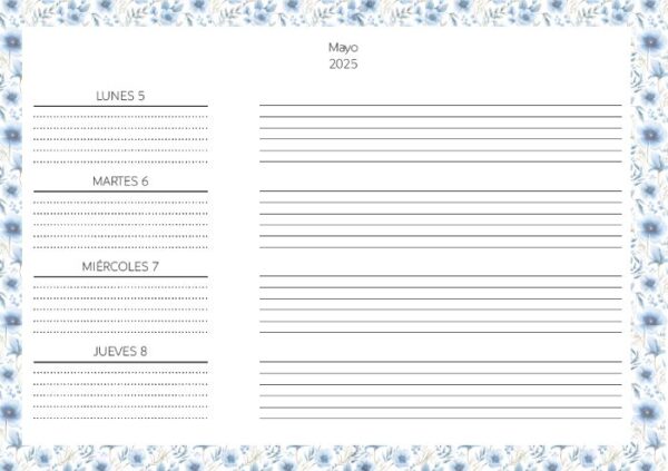 Interior de la agenda
