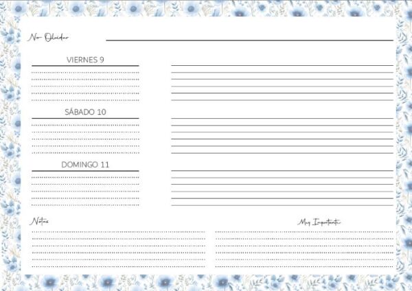 Interior de la agenda