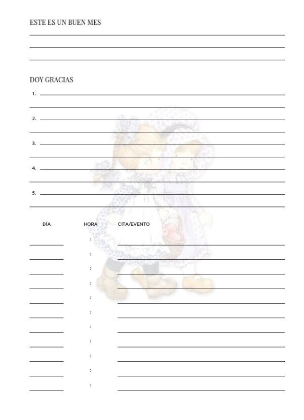 Interior de la agenda