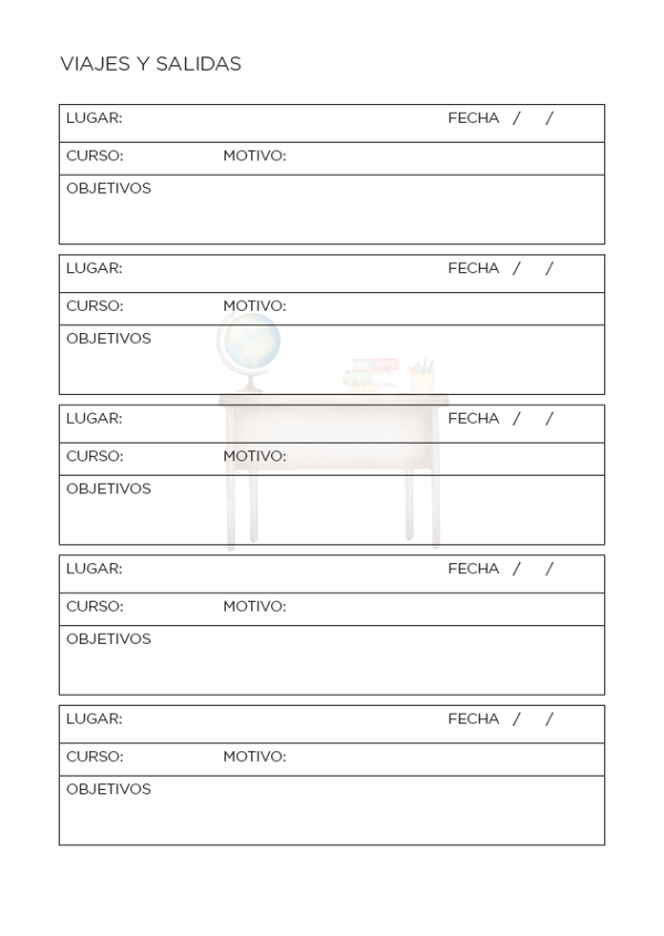 Interior de la agenda