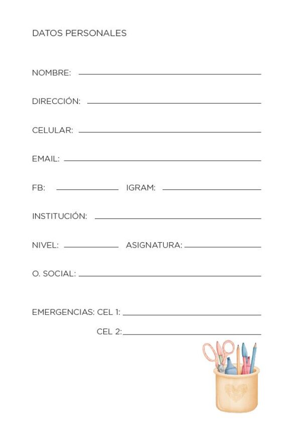 Interior de la agenda
