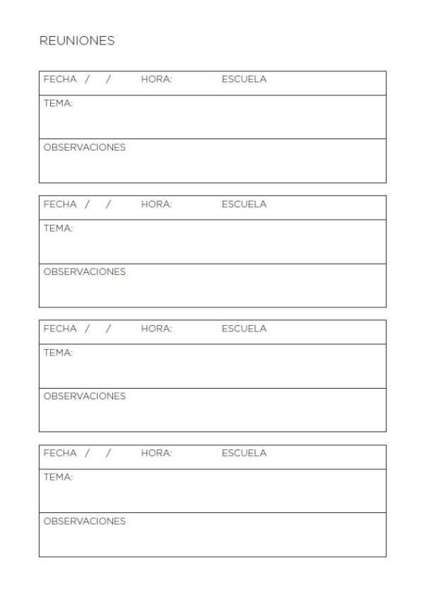 Interior de la agenda