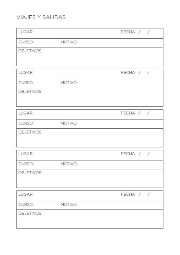Interior de la agenda