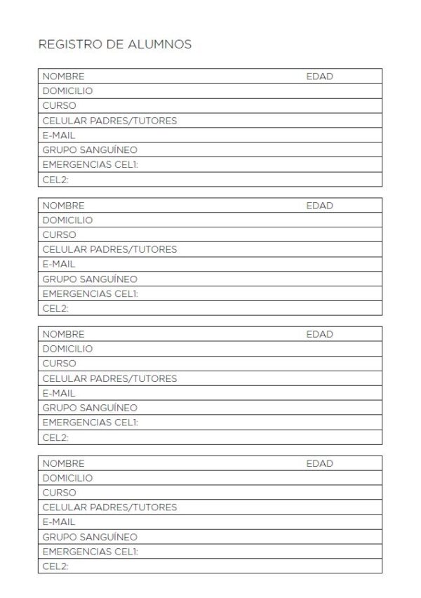Interior de la agenda