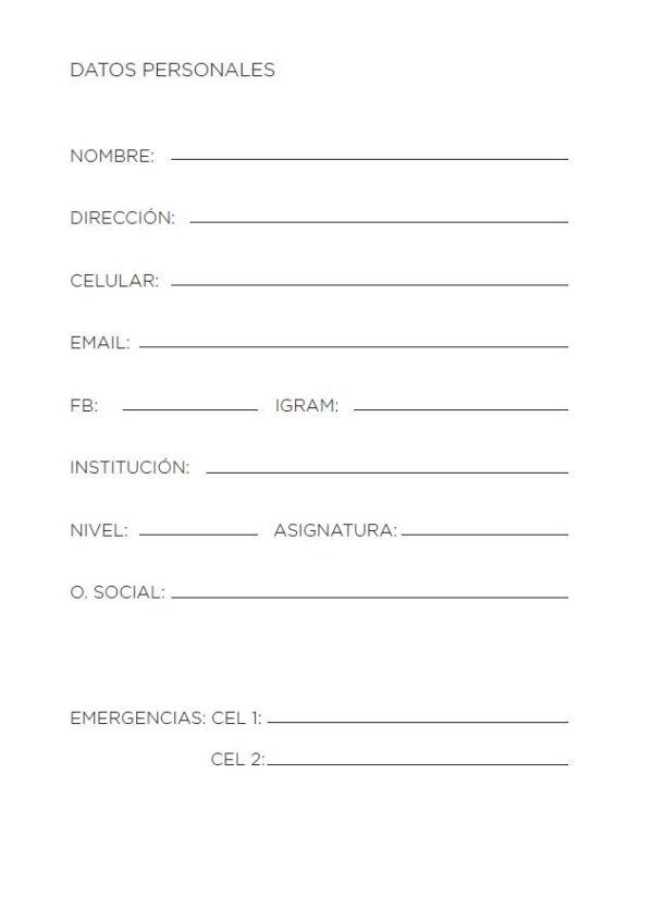Interior de la agenda