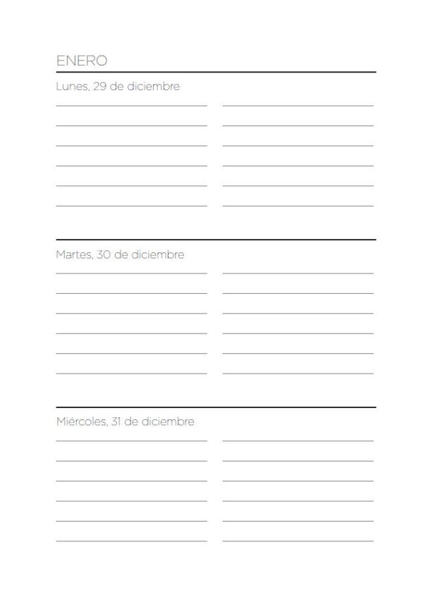 Interior de la agenda