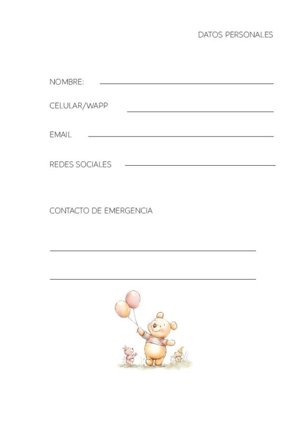Interior de la agenda