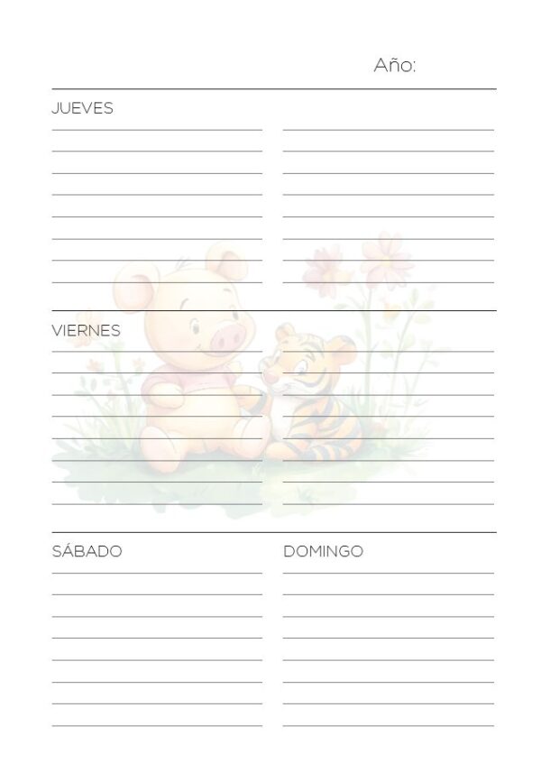 Interior de la agenda