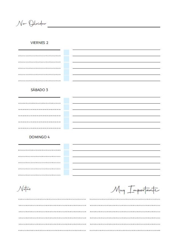Interior de la agenda