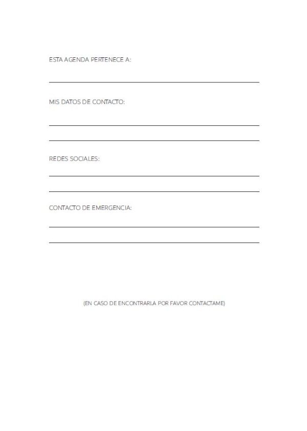 Interior de la agenda