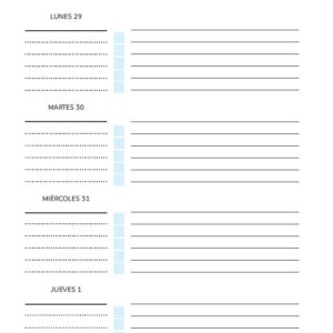 Interior de la agenda