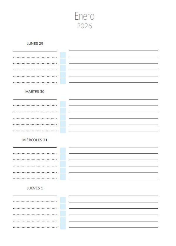 Interior de la agenda