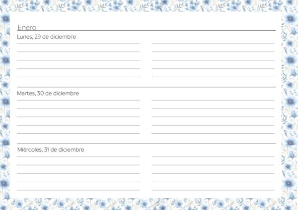 Interior de la agenda