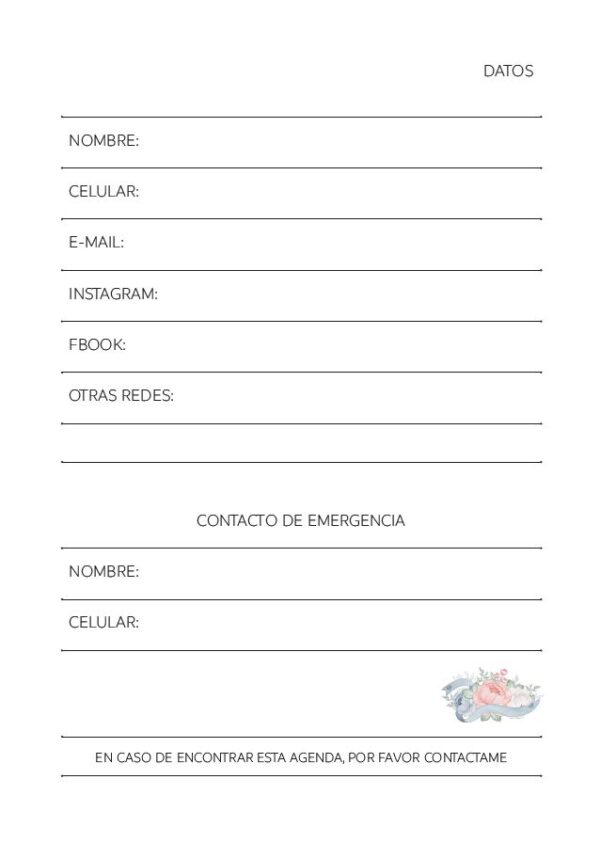 Interior de la agenda