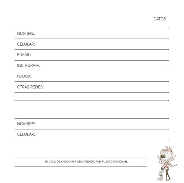 Interior de la agenda