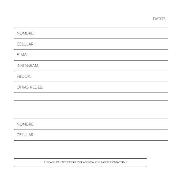 Interior de la agenda