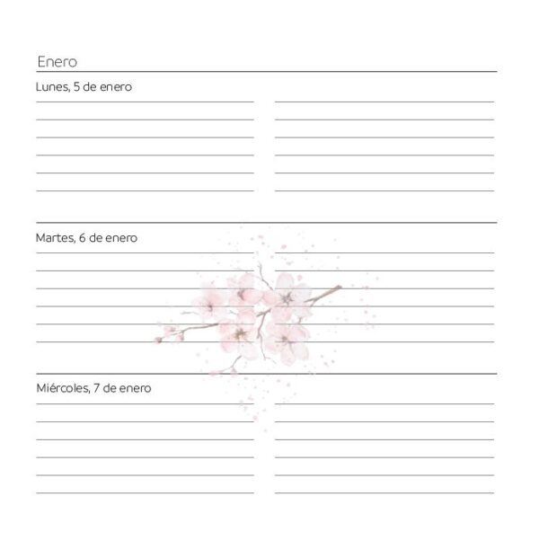 Interior de la agenda