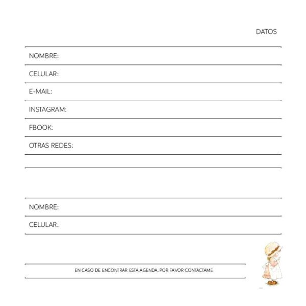 Interior de la agenda
