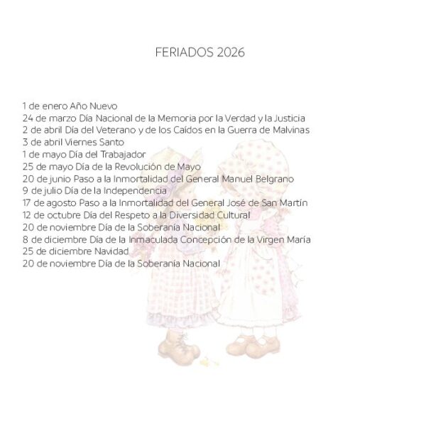 Interior de la agenda