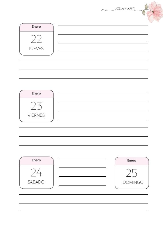 Agenda Semanal Cuadro Rosa Pastel 2026 (Para anillar o coser) - Imagen 9