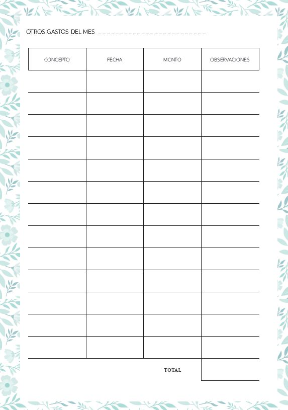 Interior de la agenda