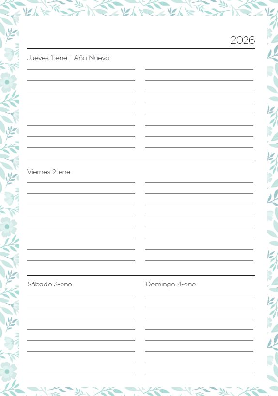 Agenda Semanal Hojitas de Acuarela 2026 (Para anillar o coser) - Imagen 9