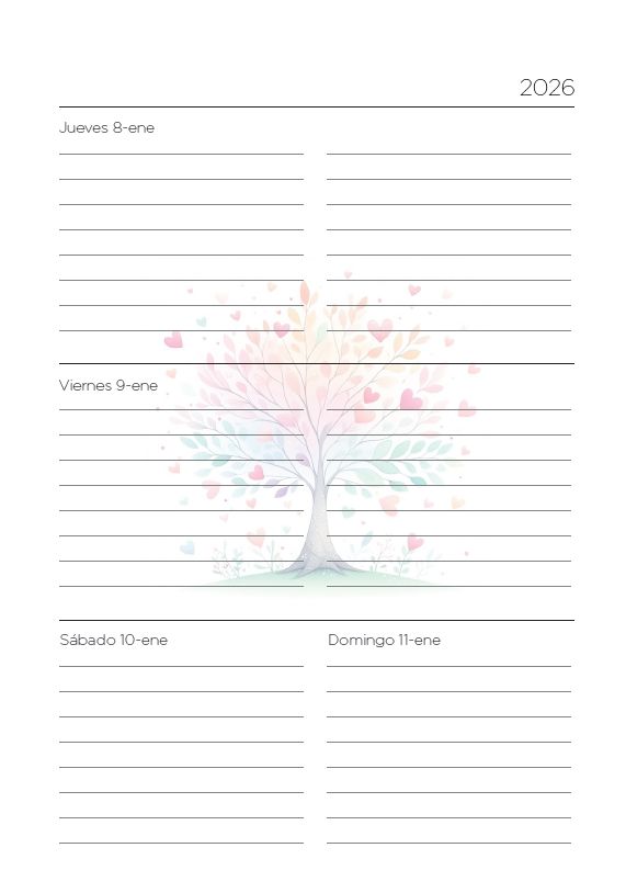 Interior de la agenda