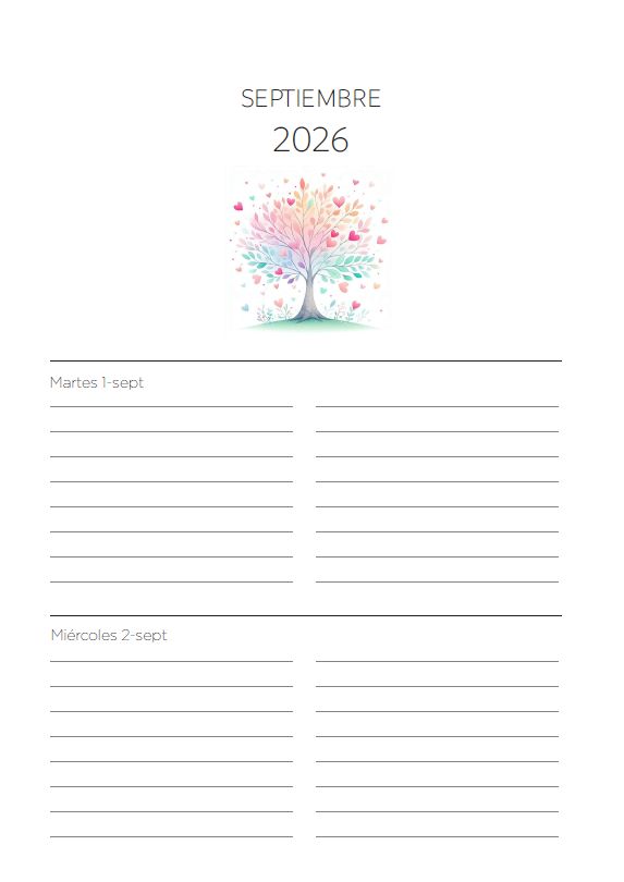 Interior de la agenda