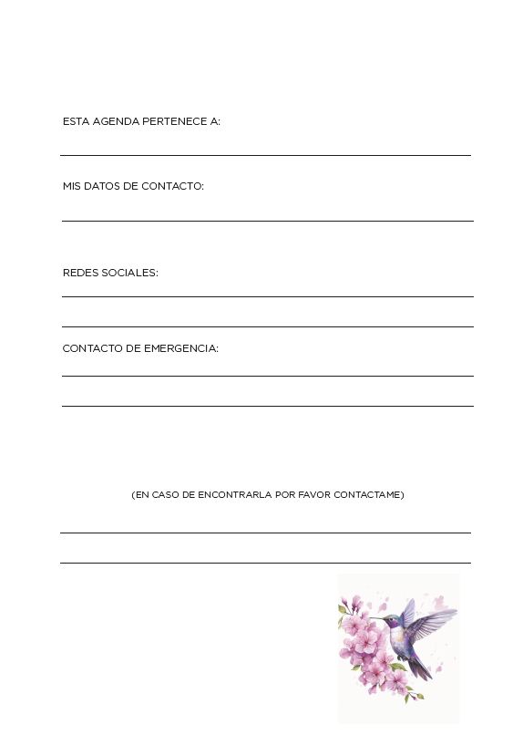 Agenda Semanal Colibríes 2026 (Para anillar o coser) - Imagen 2