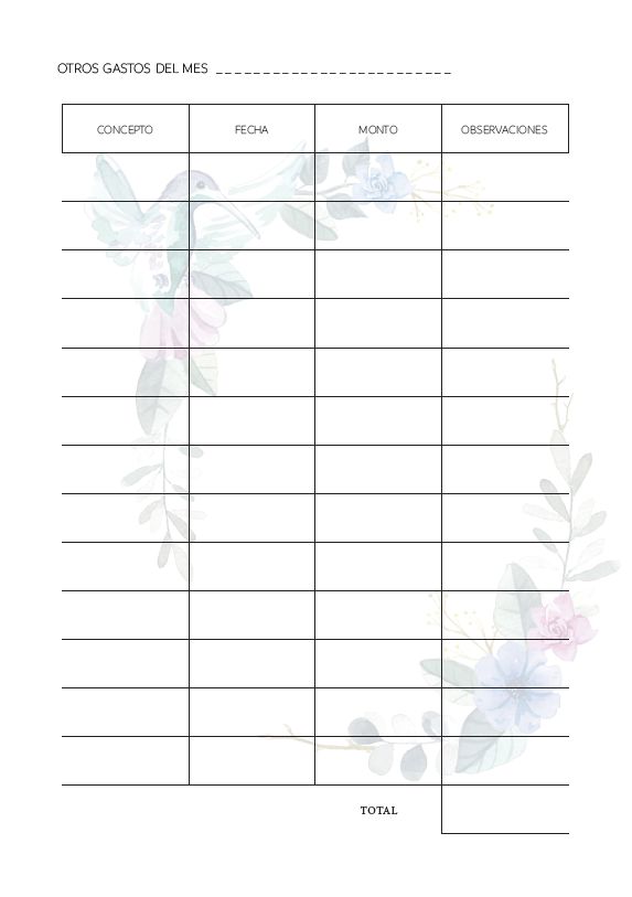 Interior de la agenda