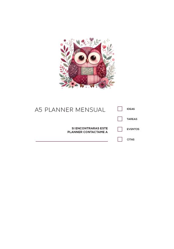 Planner Perpetuo Búho + TAPAS (Para anillar o coser) - Imagen 2