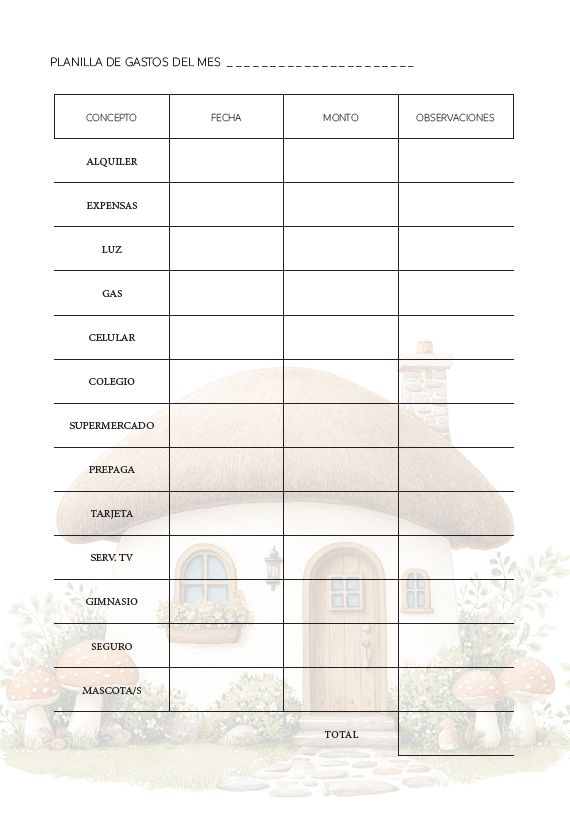 Interior de la agenda