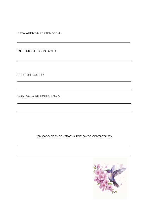 Agenda DIARIA Colibríes 2026 (Para anillar) - Imagen 3