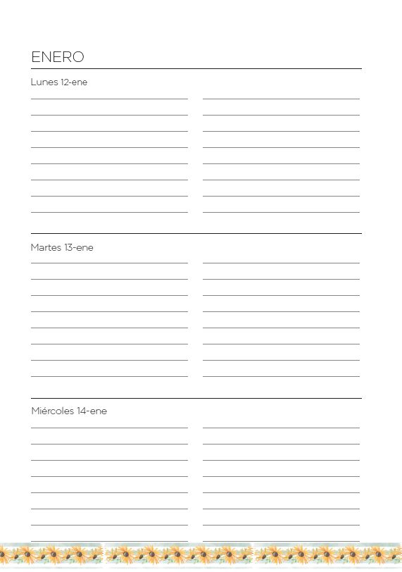 Agenda Semanal Girasoles 1 2026 (Para anillar o coser) - Imagen 10