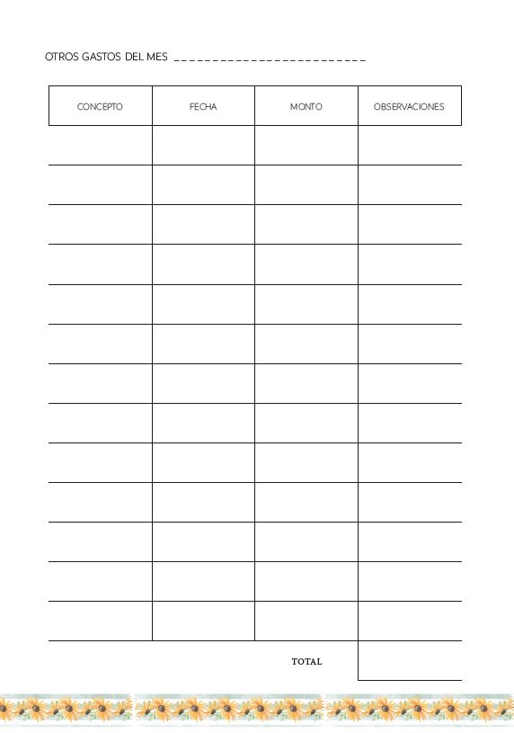 Interior de la agenda