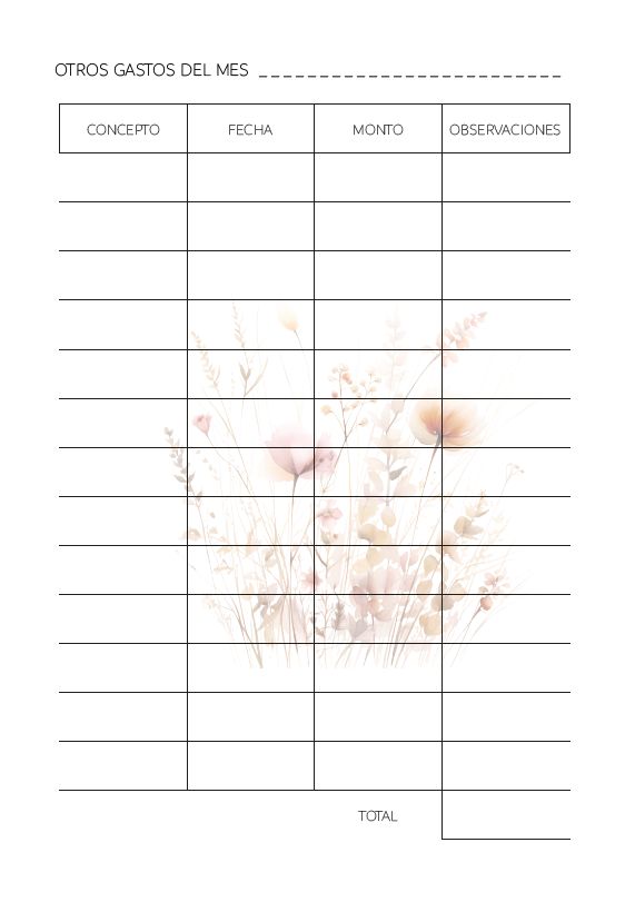 Interior de la agenda