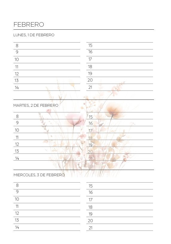 Interior de la agenda