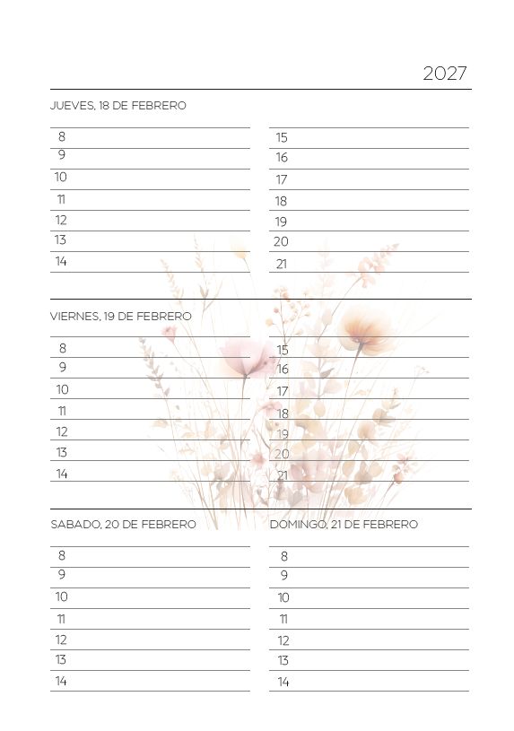 Interior de la agenda