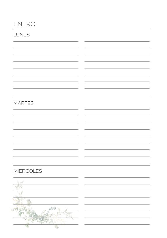 Interior de la agenda