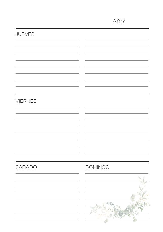 Interior de la agenda