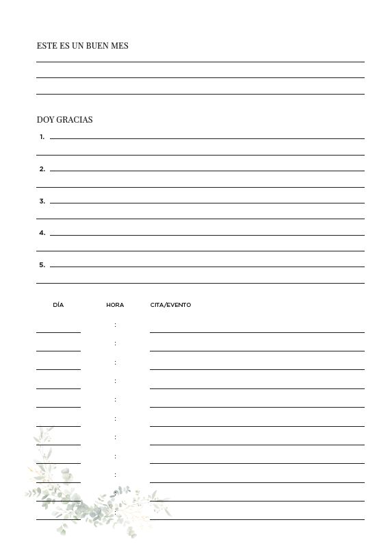 Interior de la agenda